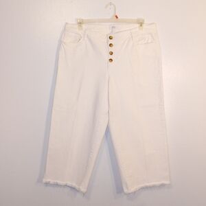 LOFT White Cropped Jeans with Wide Legs